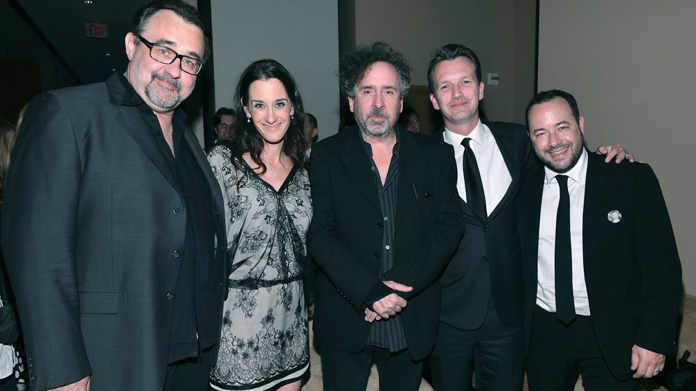 HOLLYWOOD, CA - SEPTEMBER 24: (L-R) Executive producer Don Hahn, producer Allison Abbate, Writer/Director/Producer Tim Burton and Walt Disney Studios Motion Picture Production President Sean Bailey and Co-Producer Derek Frey - premiere party for Frankenweenie.