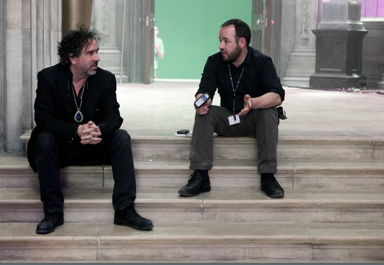 Tim Burton & Derek Frey on the set of Dark Shadows.