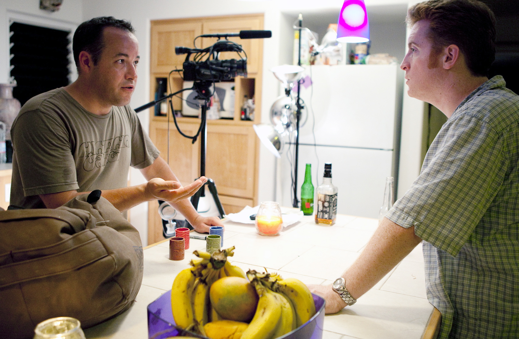 Derek Frey (left) and Edward Mount (right) on the set of 