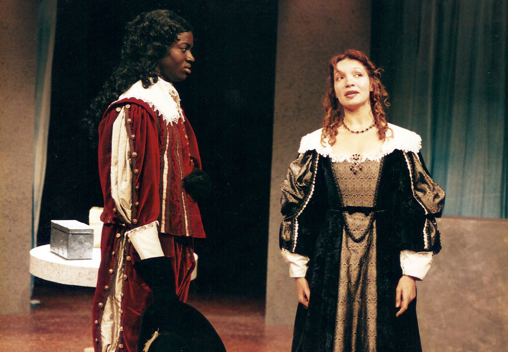 Enoch Frost as Bassanio with Portia in William Shakespeares 'The Merchant Of Venice' at the Royal Brussels Conservatoire.