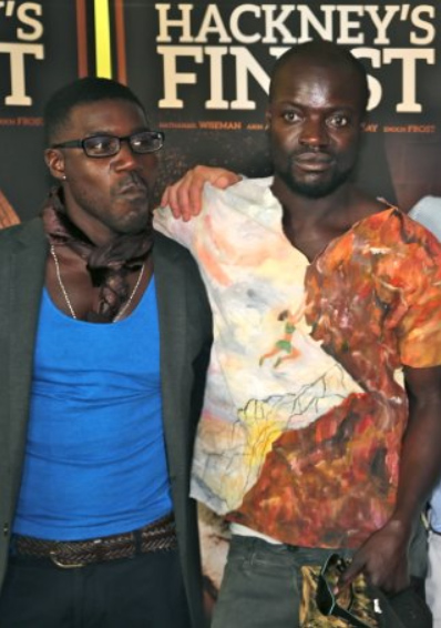 Enoch Frost(T-shirt by Amplitude Custom T's) & Marlon G'Day at 'Hackneys Finest' preview.