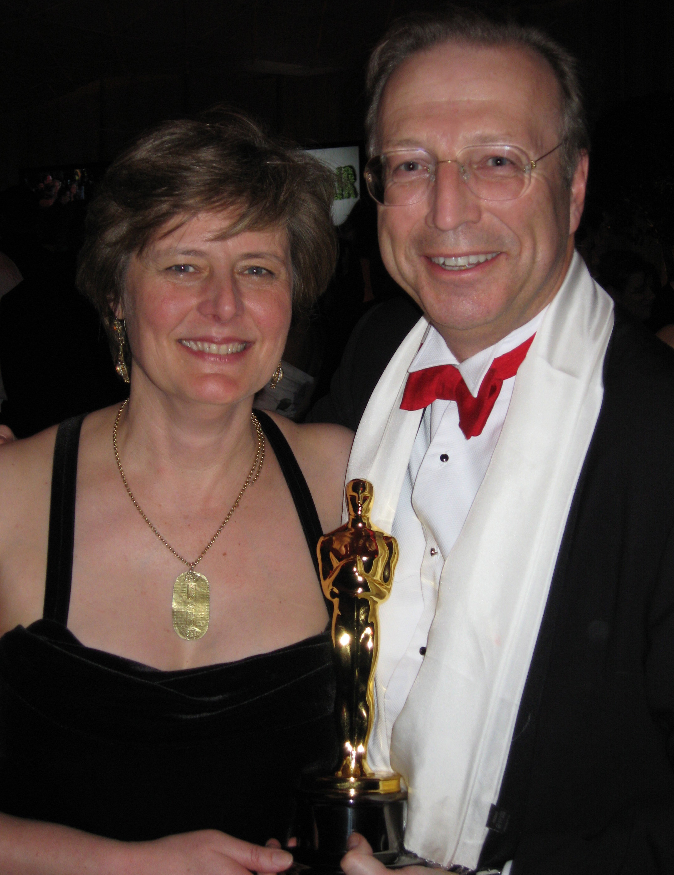 Peter & Henrietta Fudakowski with the Oscar for Best Foreign Language Film at the 78th Annual Academy Awards, Los Angeles