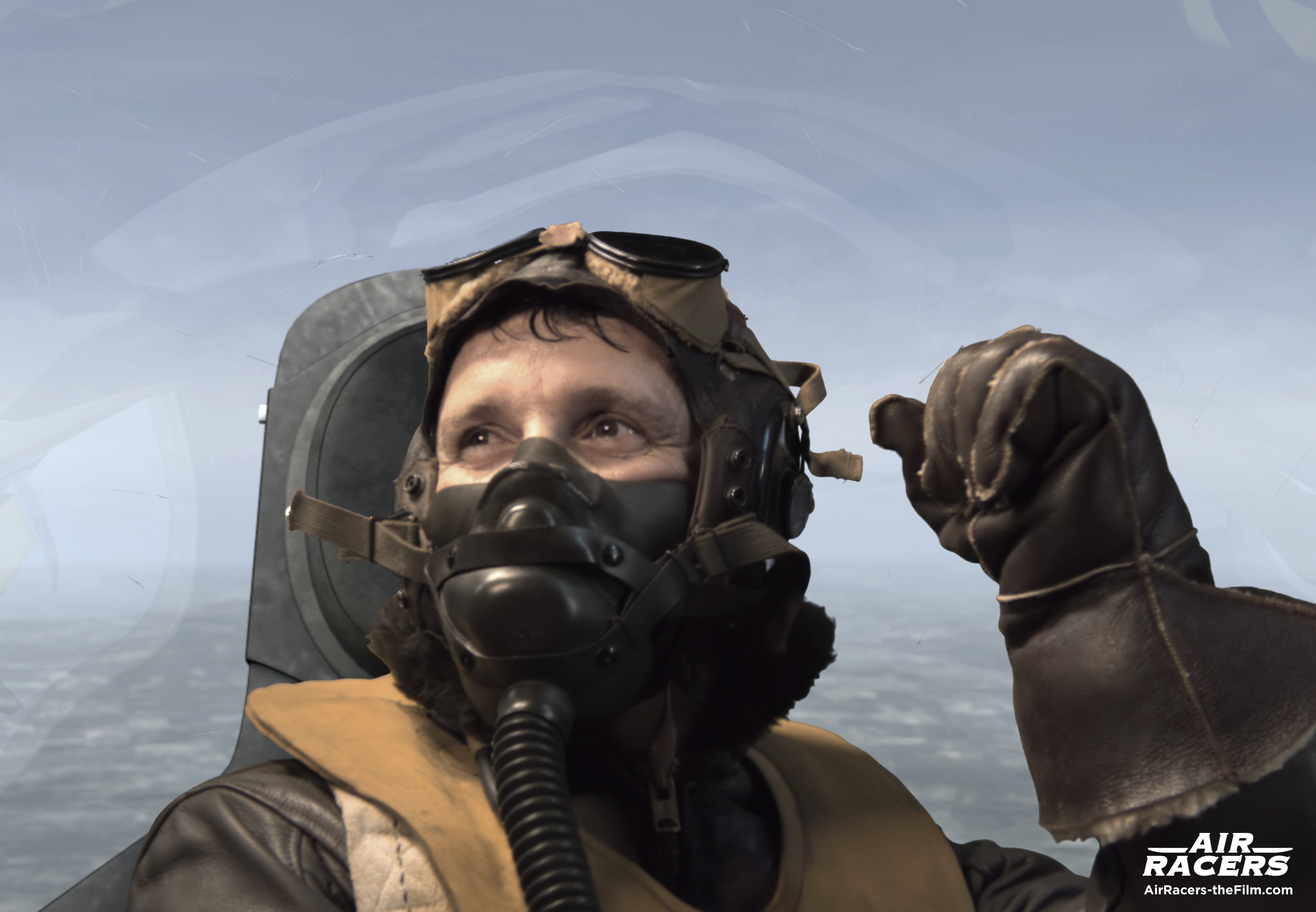 World War II-era pilot during a dogfight - Air Racers 3D