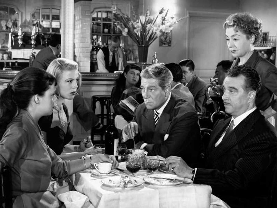 Still of René Dary, Dora Doll, Jean Gabin and Jeanne Moreau in Touchez pas au grisbi (1954)