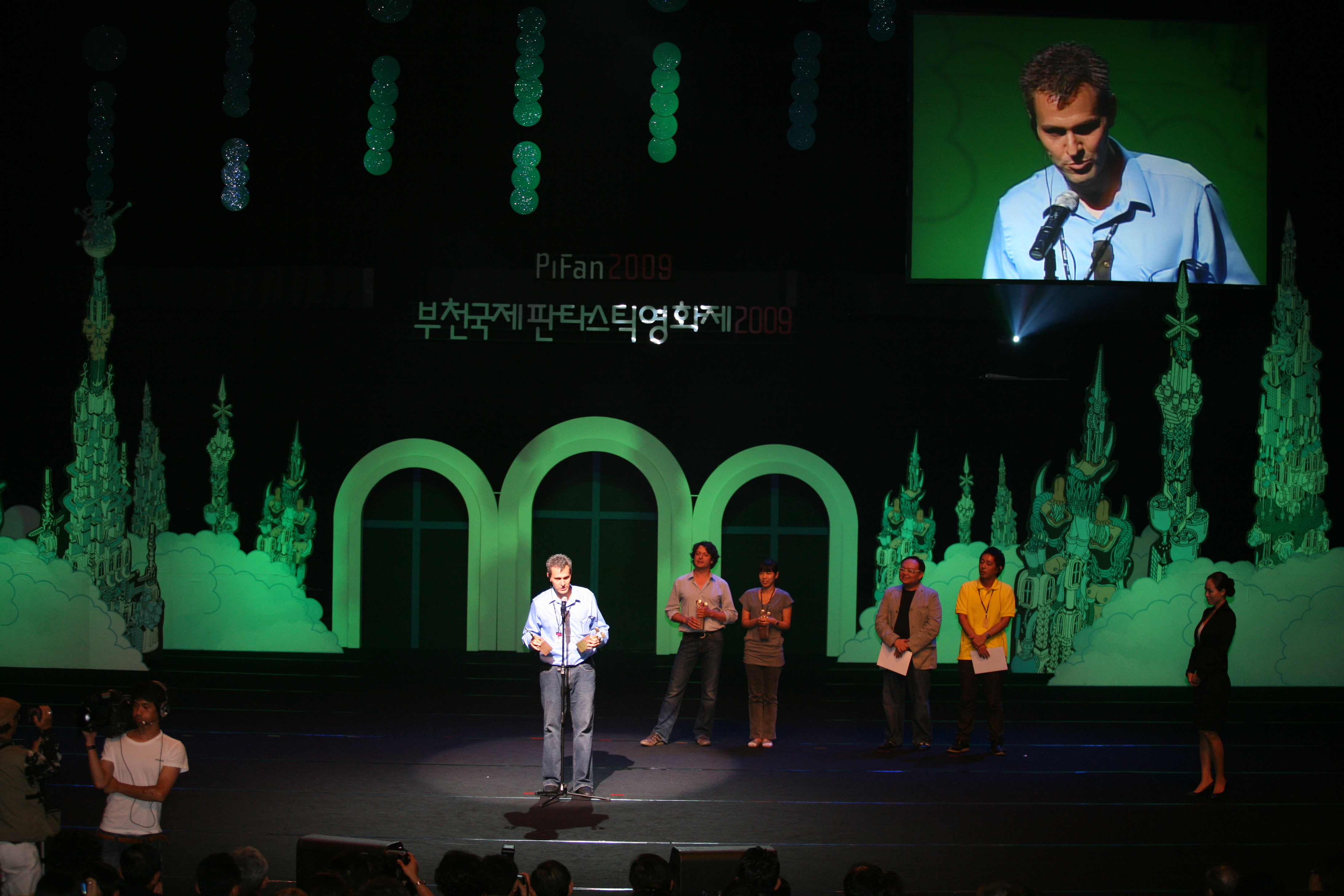 Richard Gale accepts the Jury Grand Prize for Best Short Film at PiFan, the Puchon International Fantastic Film Festival in Bucheon, South Korea.