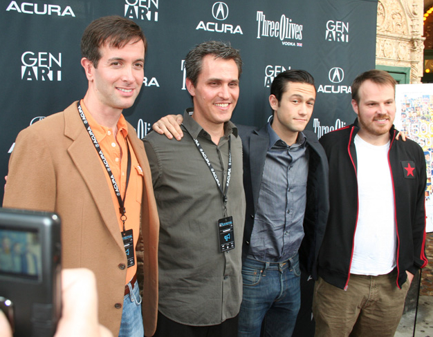 Brian Rohan, Richard Gale, Joseph Gordon-Levitt, and Marc Webb at the Gen Art Film Festival, Chicago. Gale's The Horribly Slow Murderer with the Extremely Inefficient Weapon screened together with Webb's (500) Days of Summer.