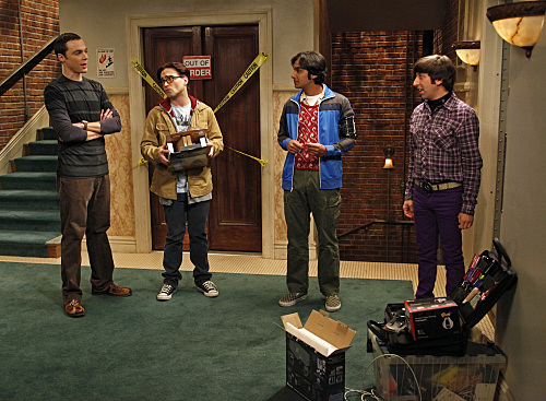 Still of Johnny Galecki, Simon Helberg, Jim Parsons and Kunal Nayyar in Didziojo sprogimo teorija (2007)