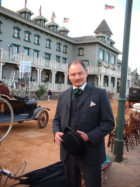 Adrian Galley on the set of 