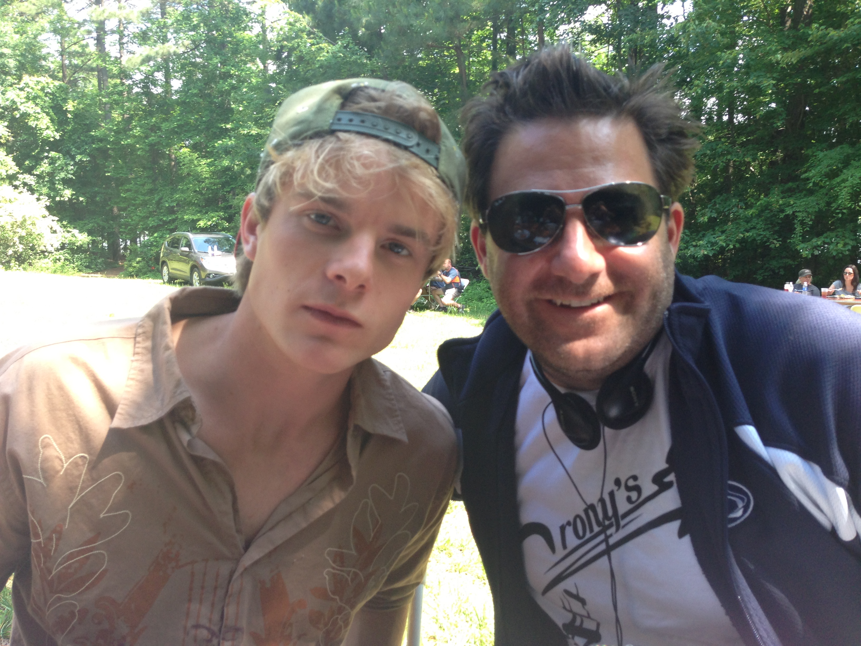 Graham Rogers and Bradley Gallo on the set of CAREFUL WHAT YOU WISH FOR
