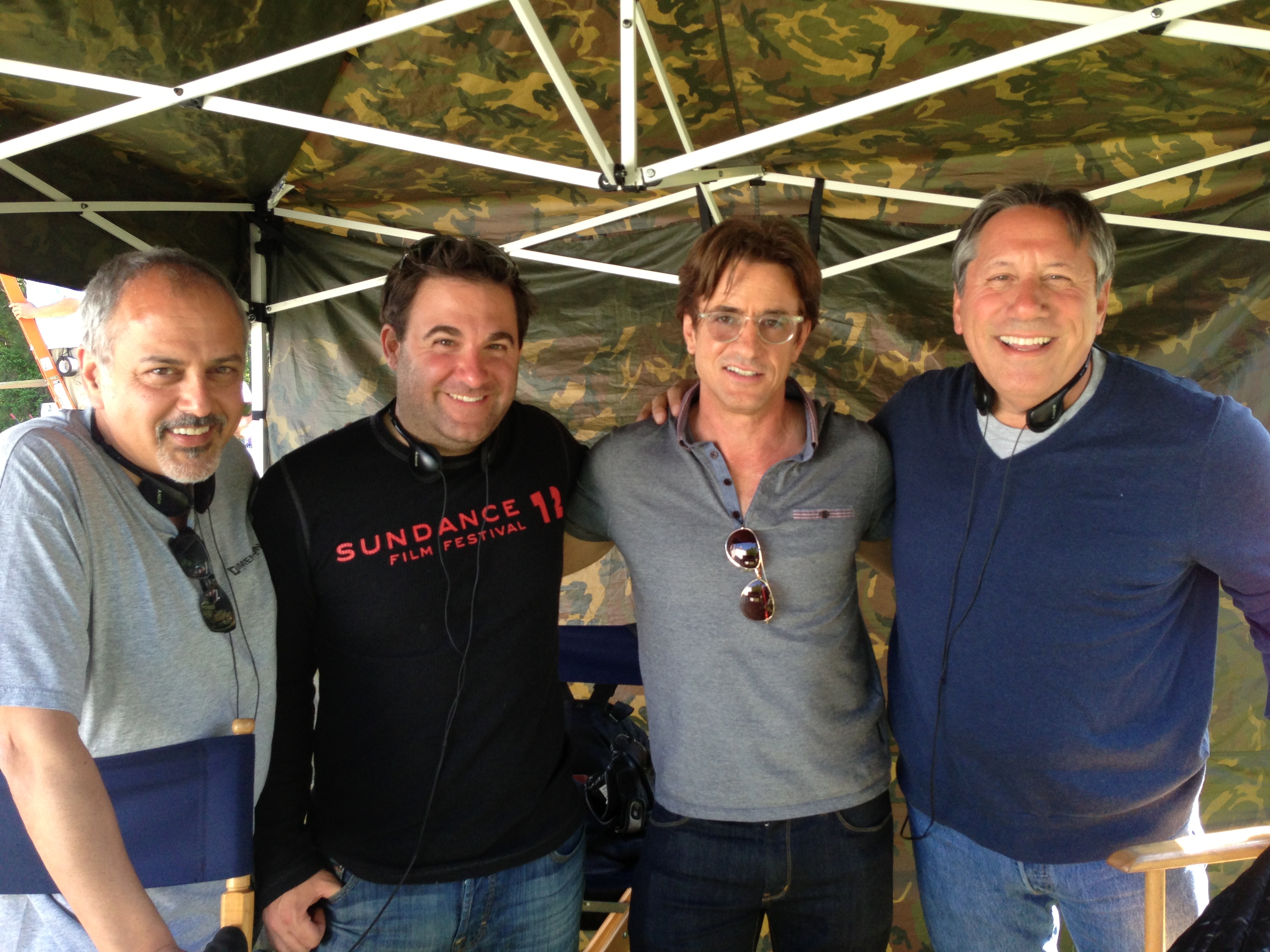 Michael Helfant, Bradley Gallo, Dermot Mulroney and Robert Stein on the set of Careful What You Wish For