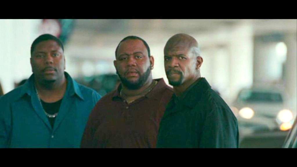 Dexter Jasper (Peanut), Bubba Ganter(Reggie), and Terry Crews (James). Scene from Middle Men