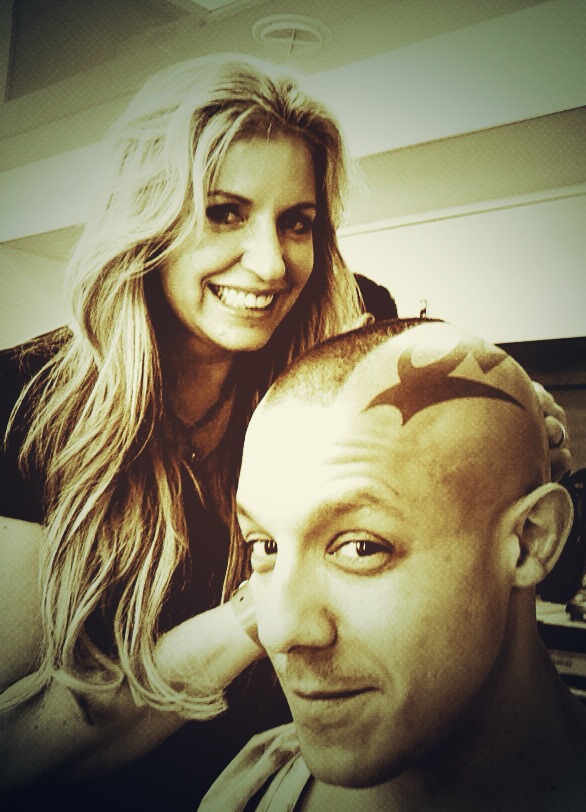 Michelle doing Theo Rossi's tattoos for Sons of Anarchy.