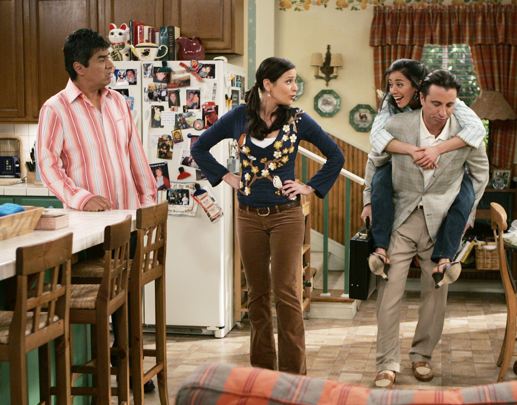 Still of Andy Garcia, George Lopez, Constance Marie and Aimee Garcia in The George Lopez Show.