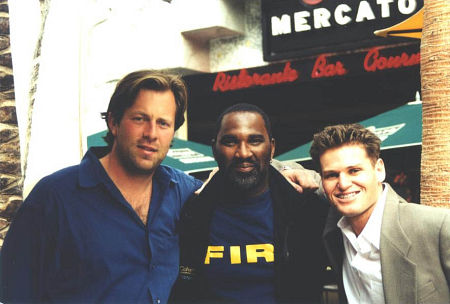 Barry Peterson (I), Kirk R. Gardner, and James Pomichter on the set of 