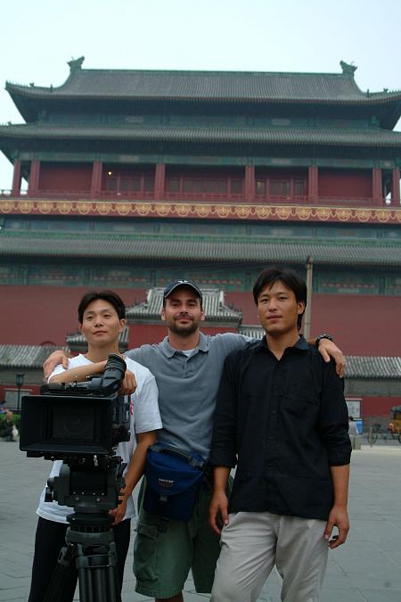 DP Ken Garff with camera assistants in Beijing, China Sept. 2003. Client: Peninsula Hotel Group.