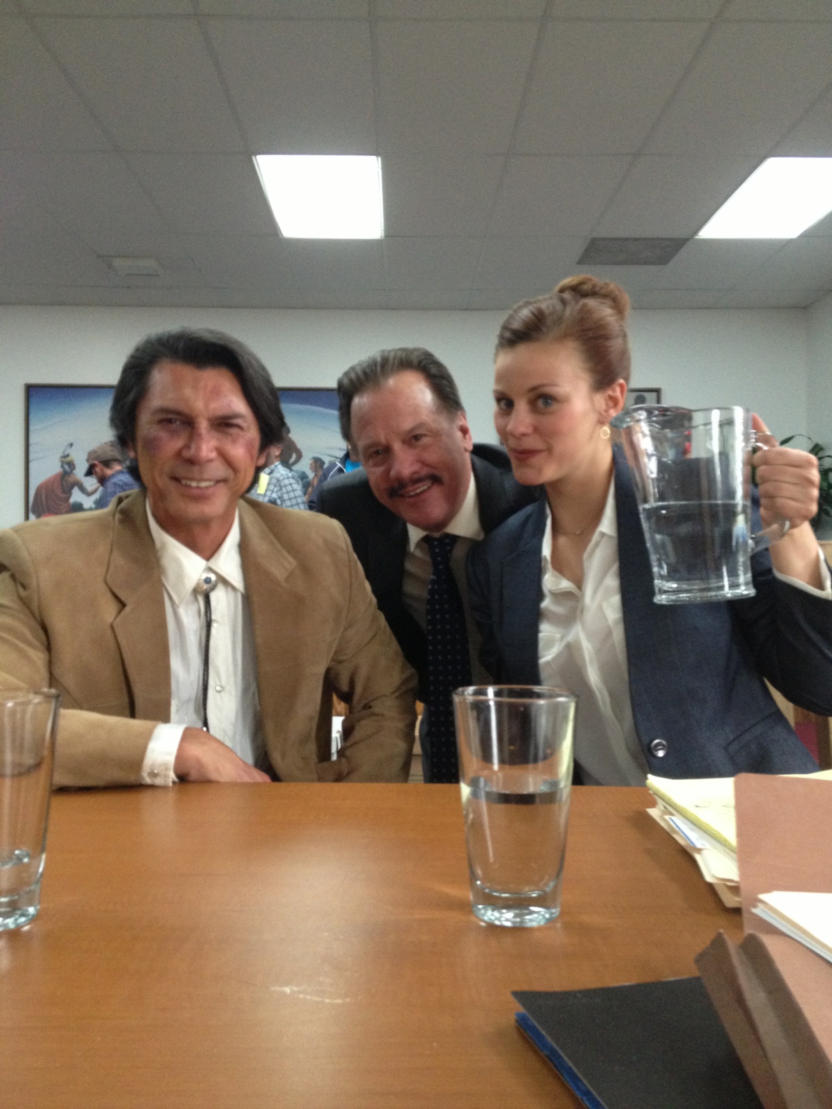 Lou being prosecuted by JD and defended by Cassidy but first a glass of water.