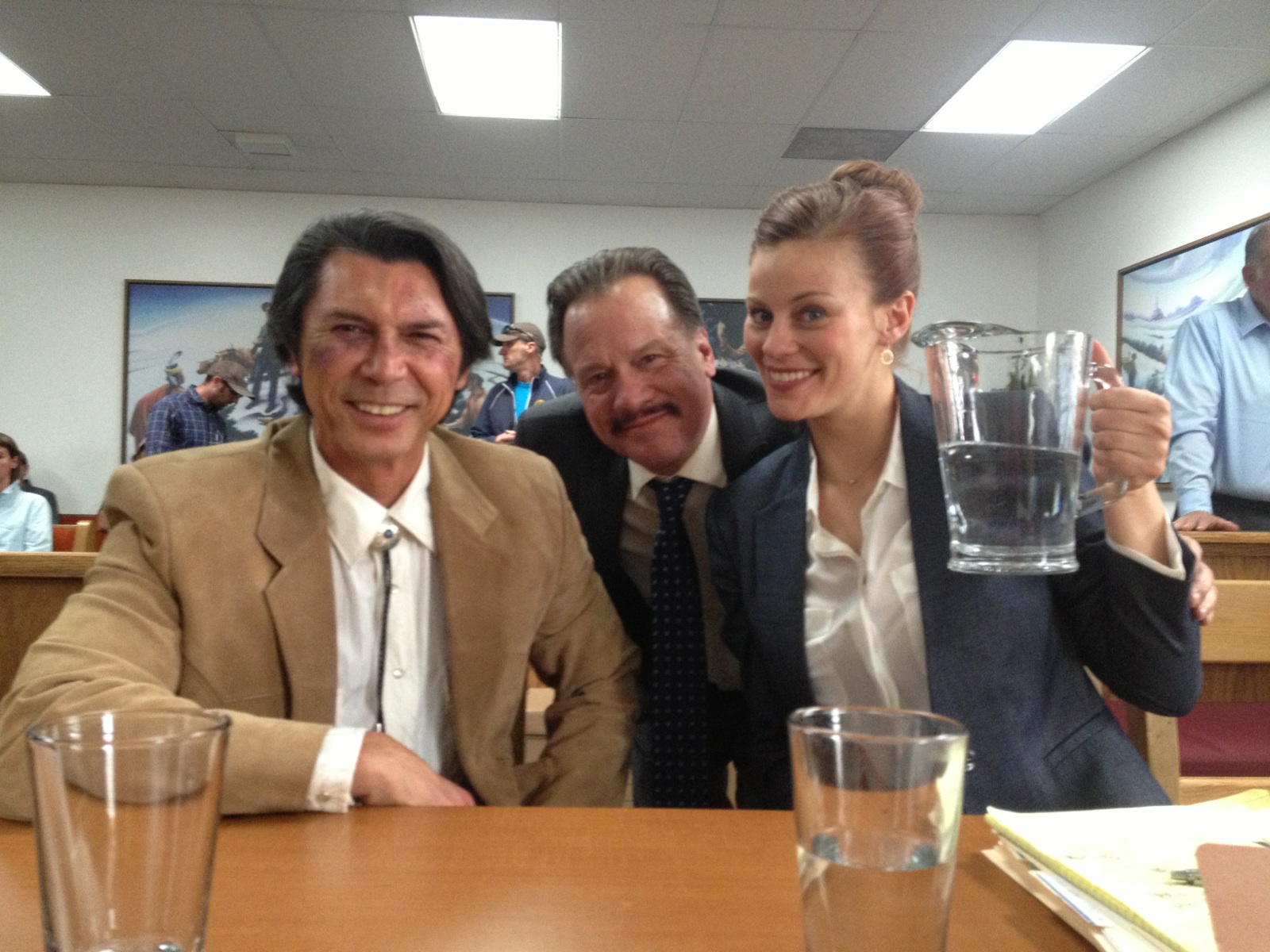 Lou Diamond Phillips, JD Garfield and Cassidy Freeman on the set of Longmire 3rd Season, Episode 3 