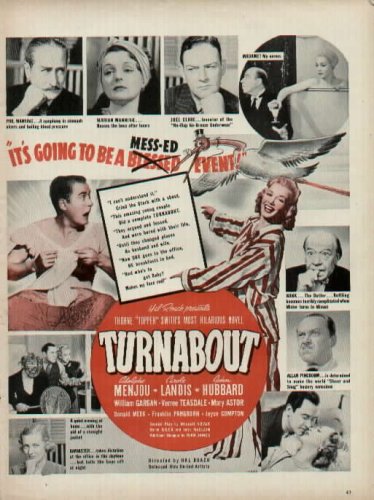 William Gargan, John Hubbard, Carole Landis, Donald Meek, Adolphe Menjou and Verree Teasdale in Turnabout (1940)