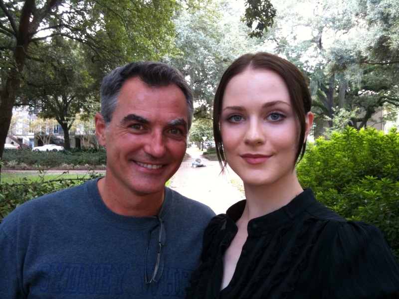 In Savannah on set of The Conspirator with Rachel Evan Wood