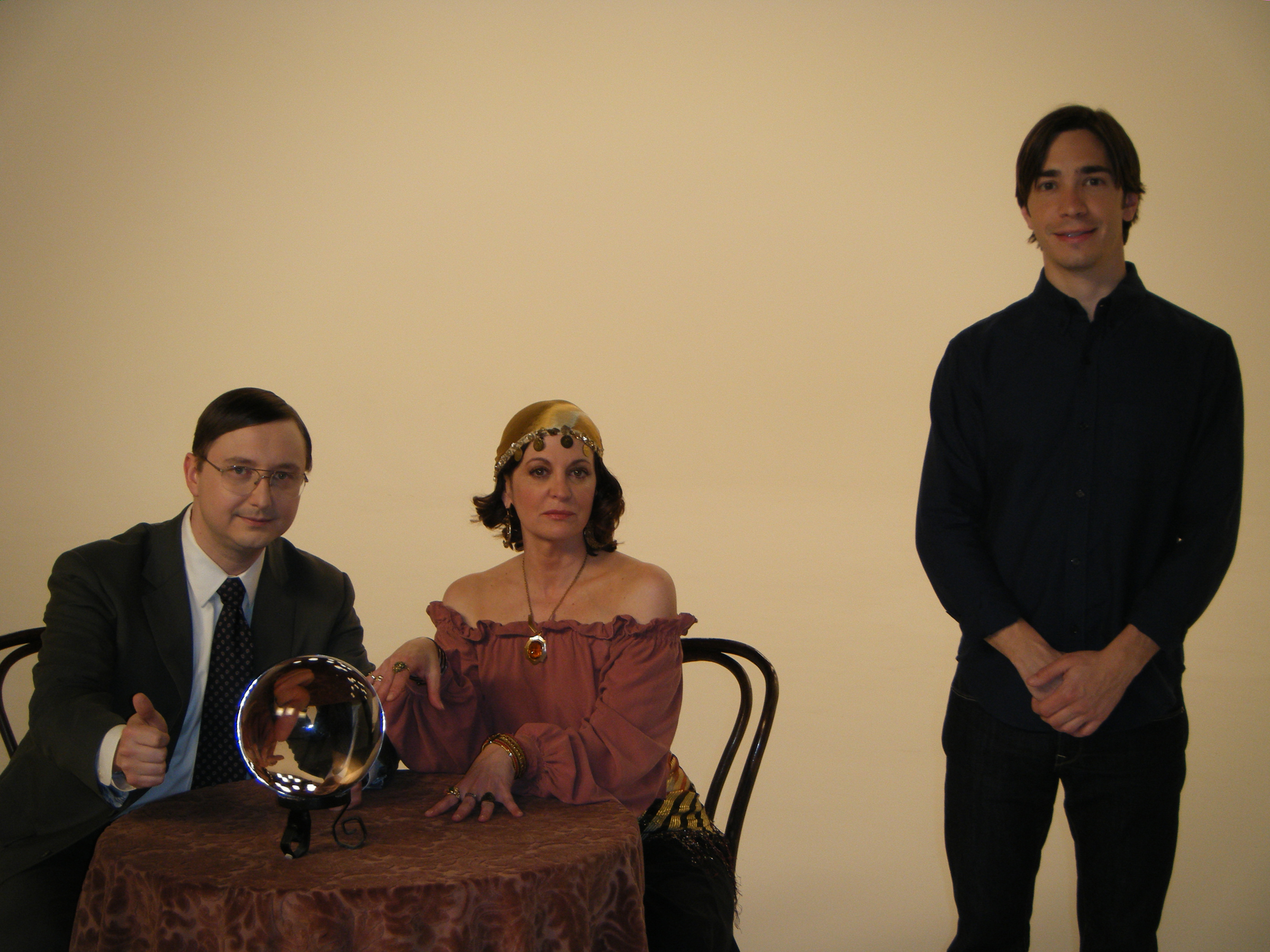 Kathleen Garrett in a Mac commercial with Justin Long and John Hodgman.
