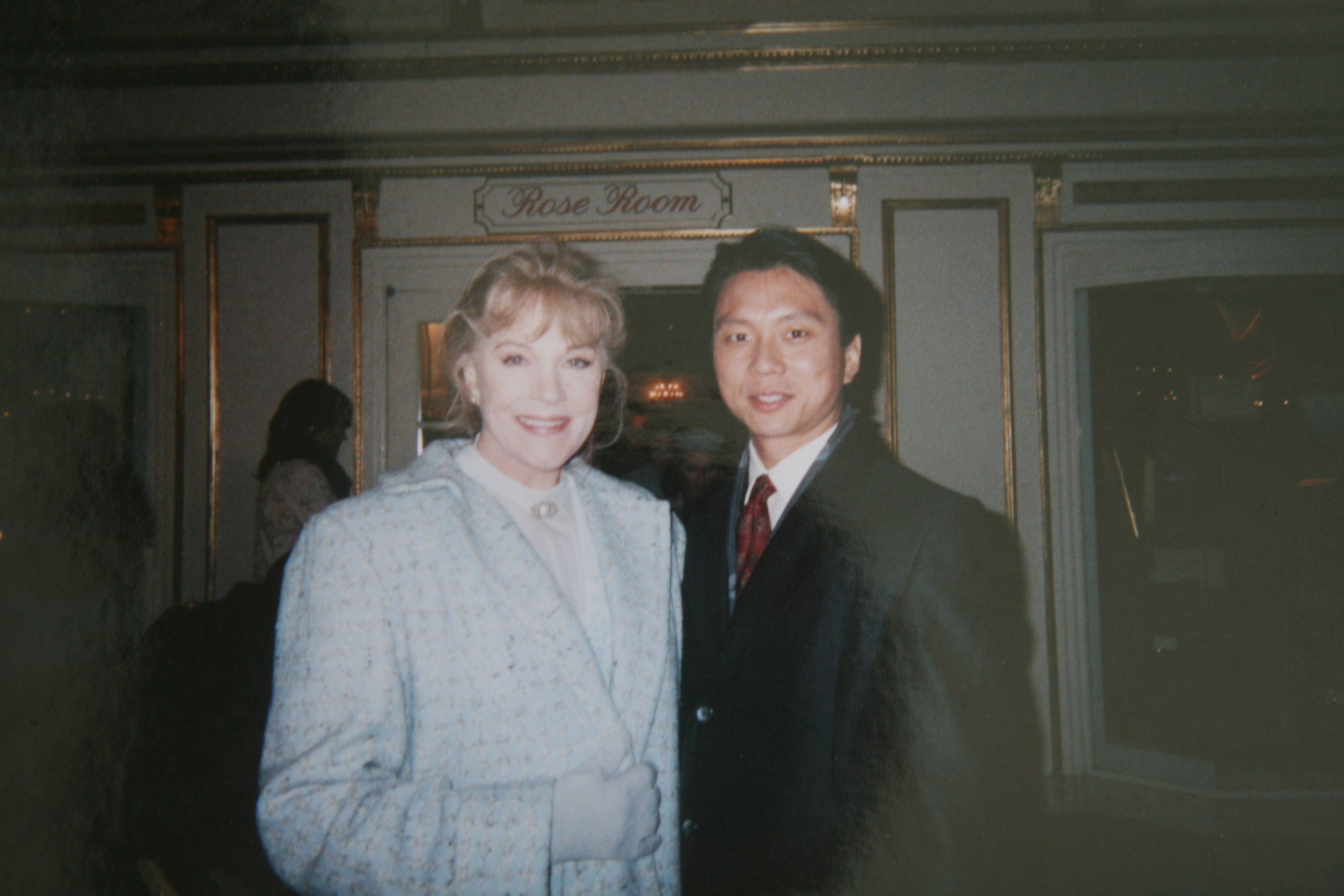 Julia Andrews and George Chiang at the Plaza Hotel on the set of Eloise at the Plaza