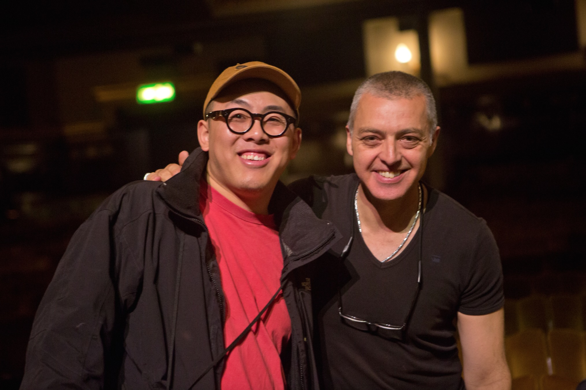 Saimawn Si-Shen (Cinematographer) with Simon Giles (Director) on location at Theatre Royal Drury Lane, London. 