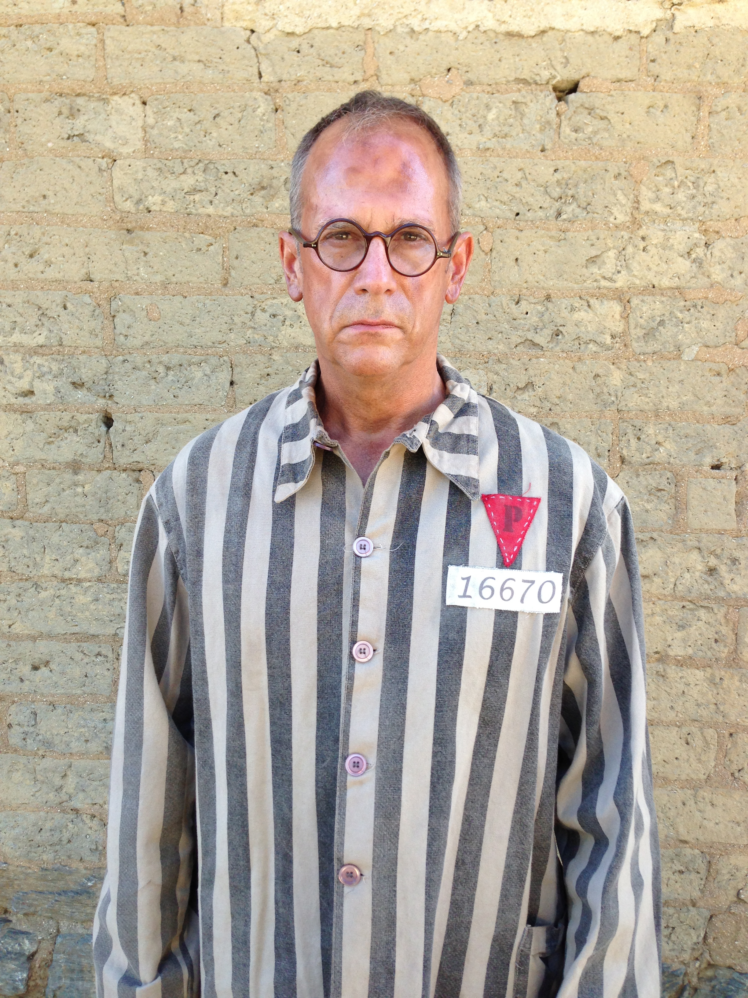Billy Gillespie as Maximilian Kolbe on set of Saint of Auschwitz