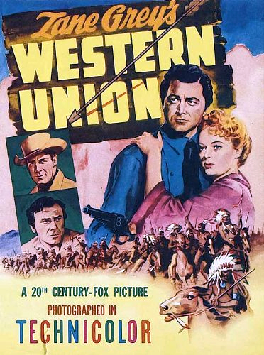 Randolph Scott, Robert Young, Virginia Gilmore and Dean Jagger in Western Union (1941)