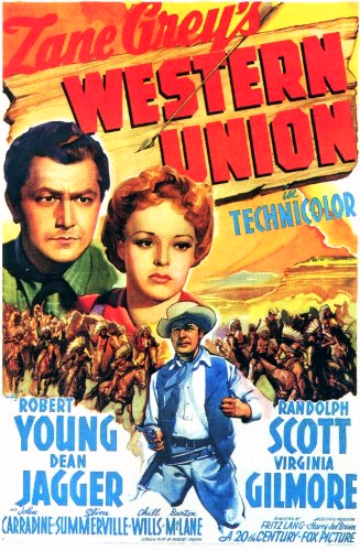 Randolph Scott, Robert Young and Virginia Gilmore in Western Union (1941)