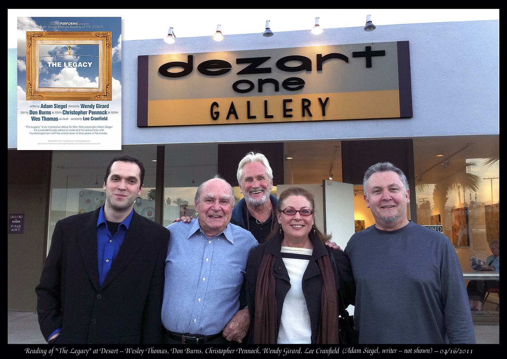 (l. to r.) Wes Thomas, Don Burns, Christopher Pennock, Wendy Girard (director), and Lee Cranfield 