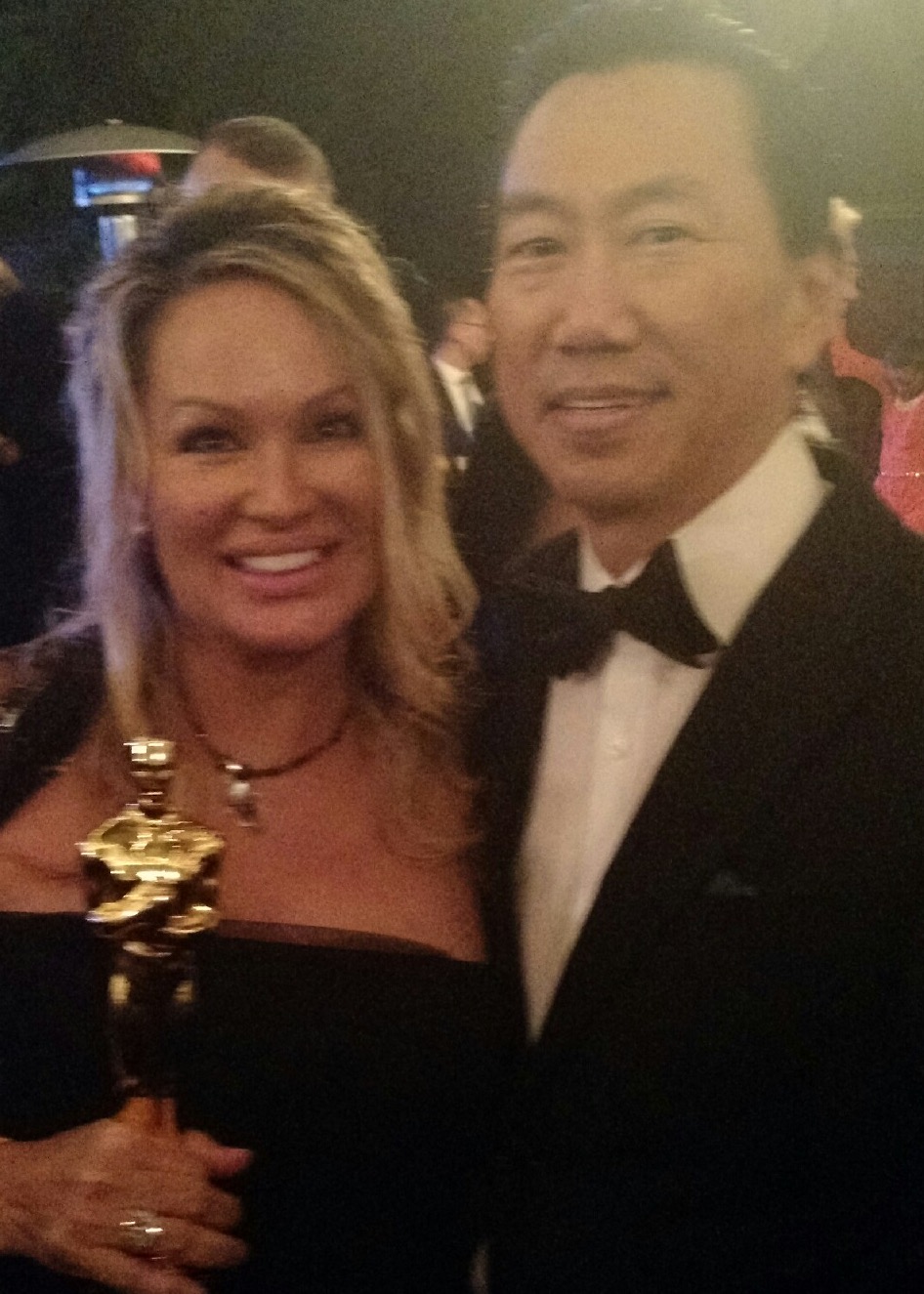 Lisa Christiansen with Gene Chang at the Oscars 2015.