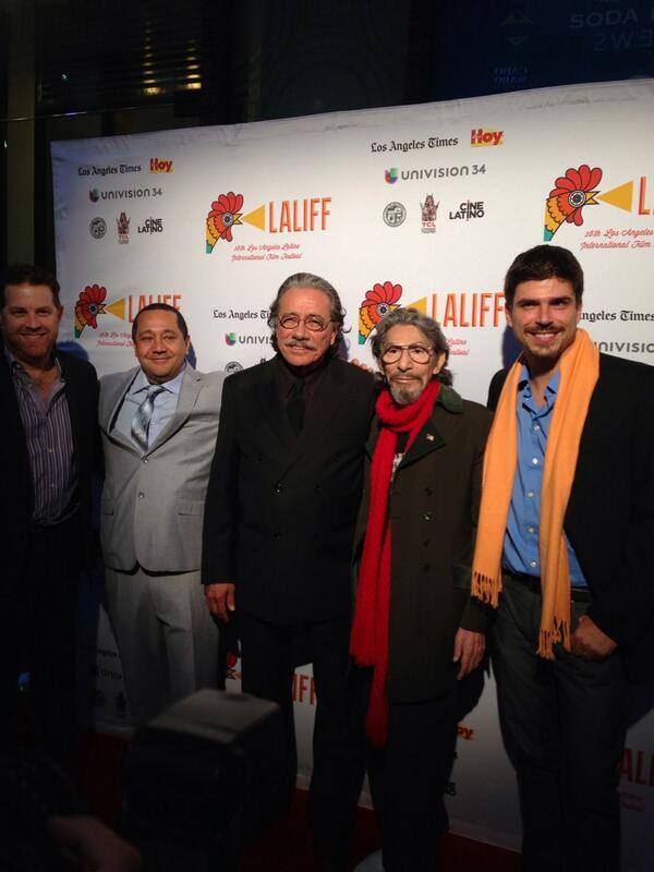 Jeremy Goldscheider, Allen Ferro, Edward James Olmos, Pablo Ferro and Richard Goldgewicht at LALIFF's 2013 Opening Night Gala of Pablo, at the El Capitain, Hollywood