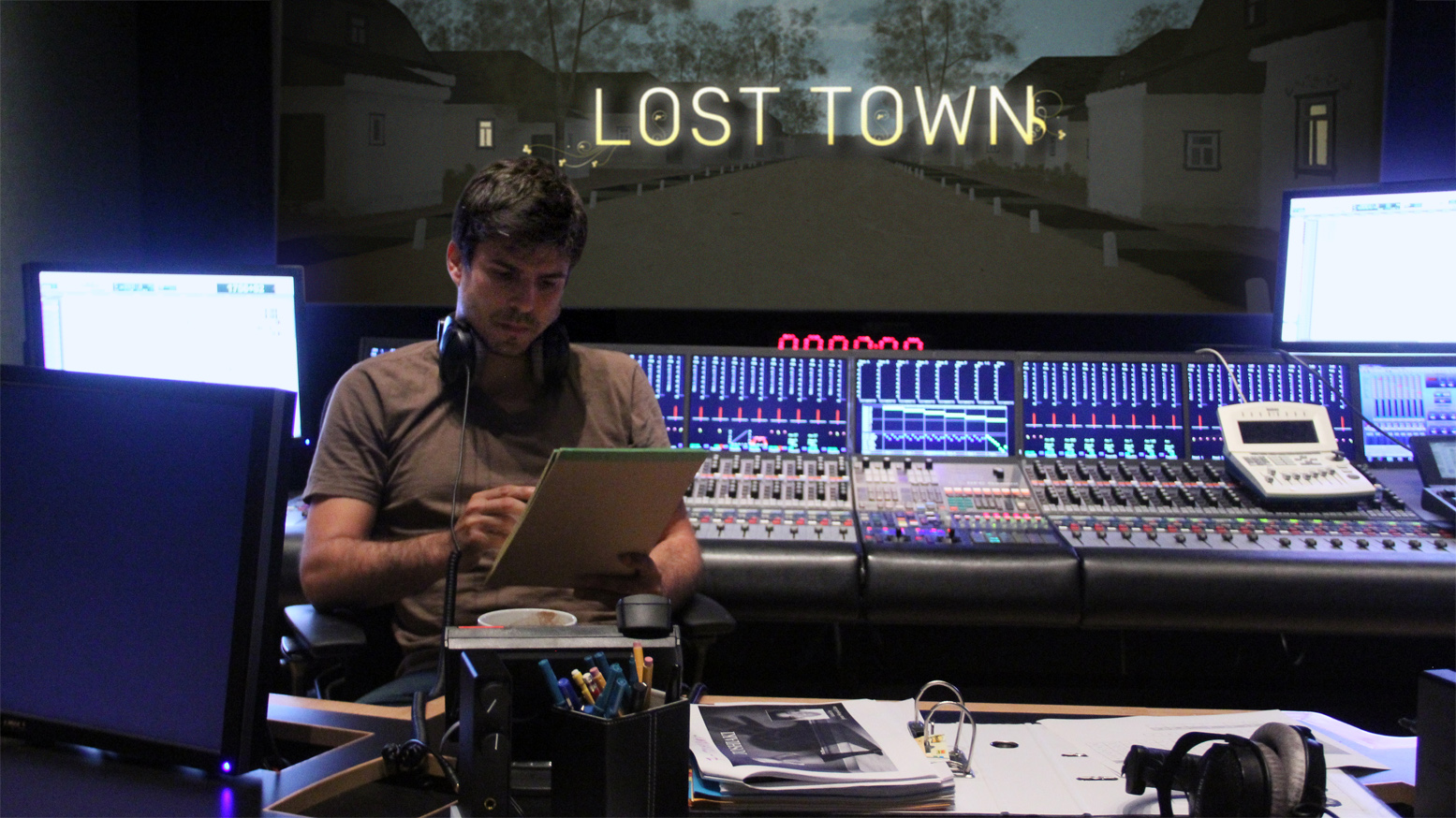 Richard Goldgewicht mixing the documentary Lost Town, at Skywalker Ranch in August 2012