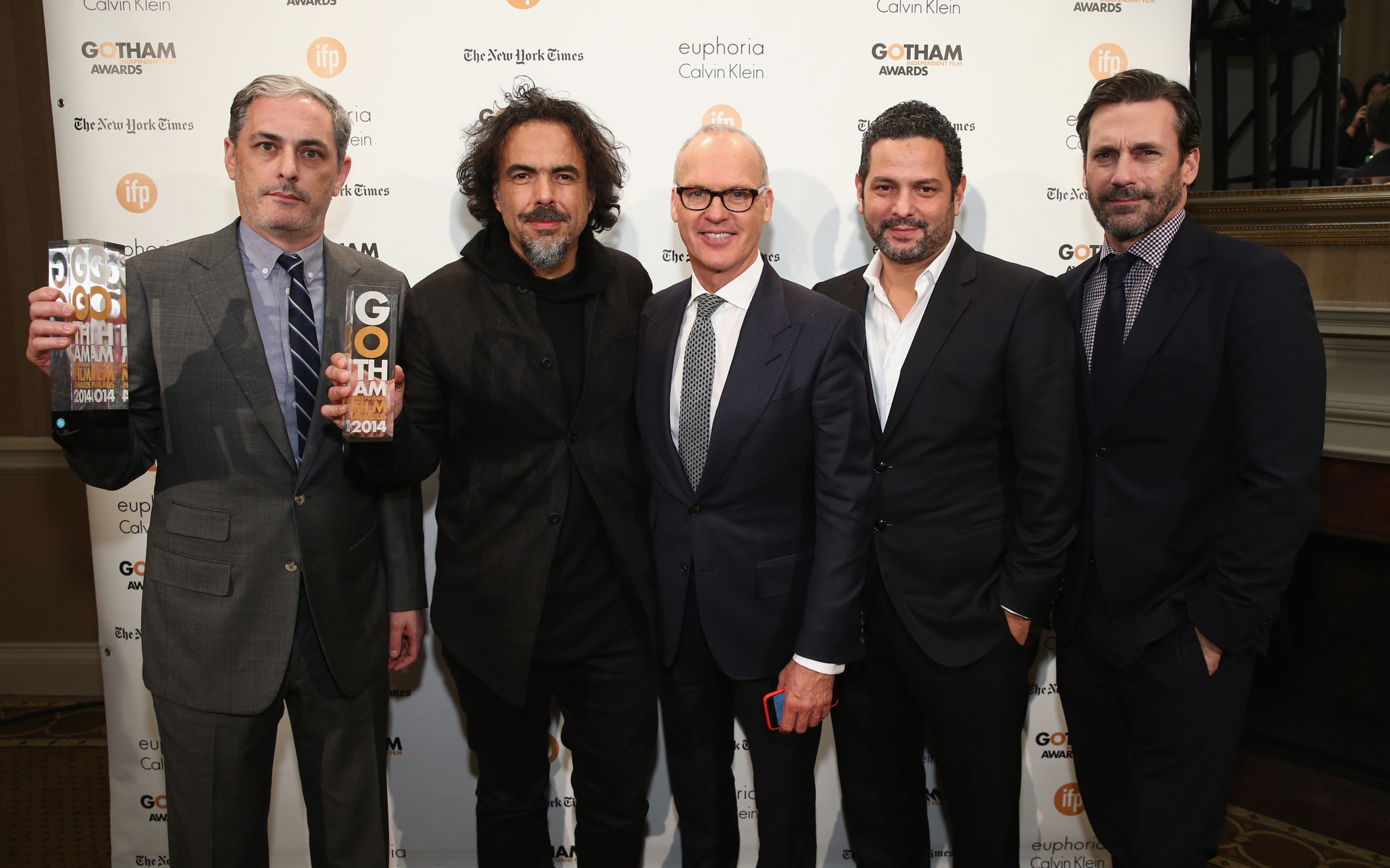 Michael Keaton, Alejandro González Iñárritu, Jon Hamm, John Lesher and Alexander Dinelaris