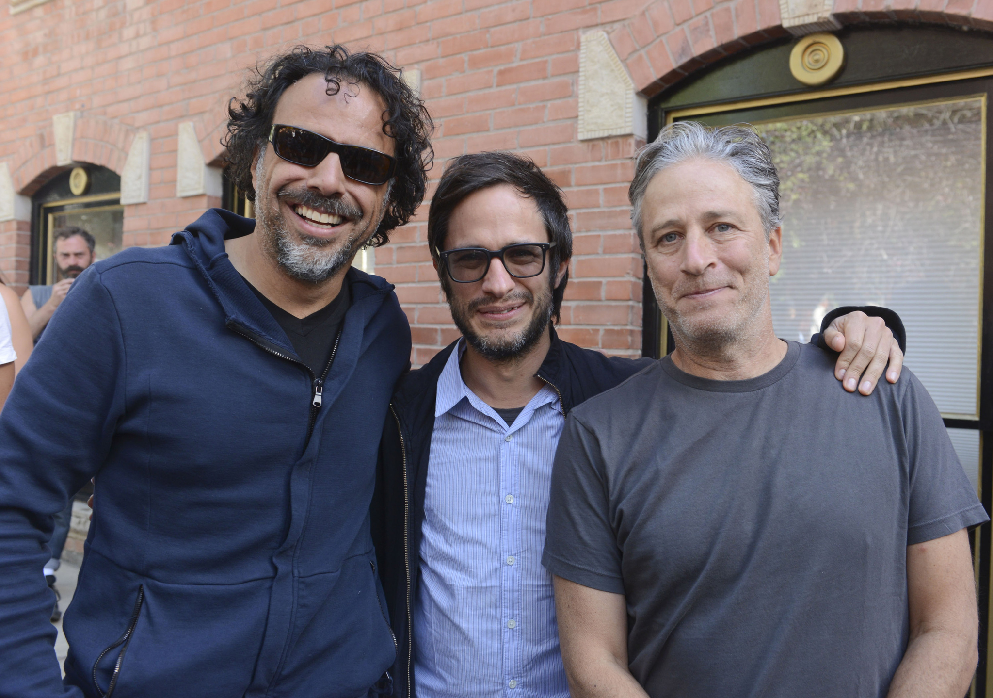 Gael García Bernal, Alejandro González Iñárritu and Jon Stewart