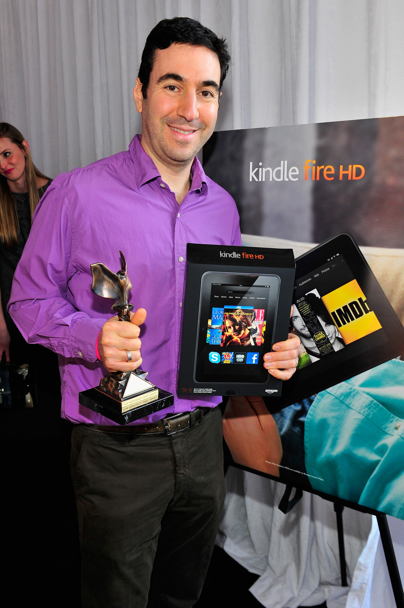 Jonathan Gordon poses in the Kindle Fire HD and IMDb Green Room during the 2013 Film Independent Spirit Awards at Santa Monica Beach on February 23, 2013 in Santa Monica, California.