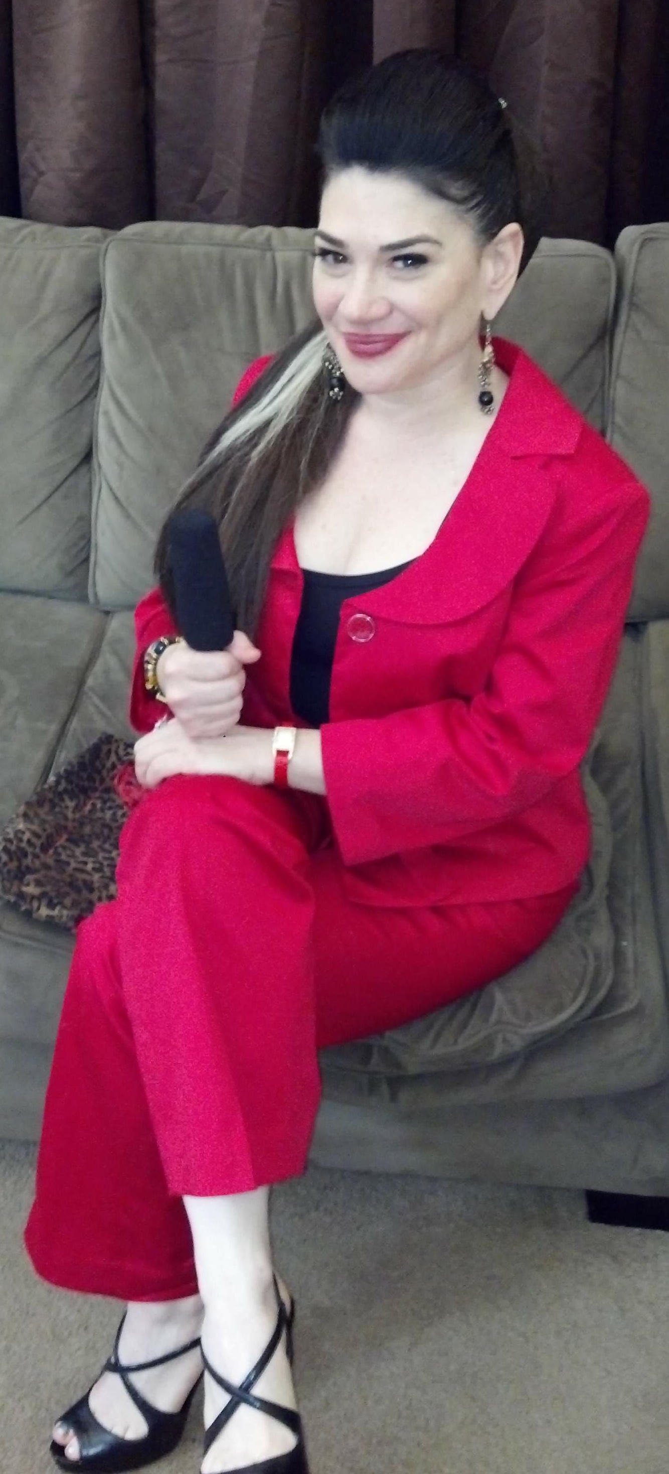 Actress Karen-Eileen Gordon being interviewed by Chain Smoking Monkey Productions in Los Angeles, California