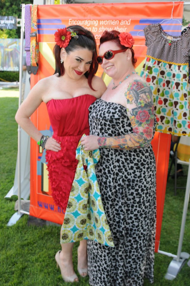(L to R) Actress Karen-Eileen Gordon and HOUSE OF MINERVA's Kate Elfatah at the MTV Movie Awards Rockn Rolla Eco Lounge in Los Angeles