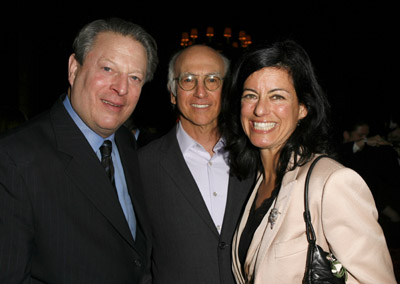 Larry David, Al Gore and Laurie Lennard