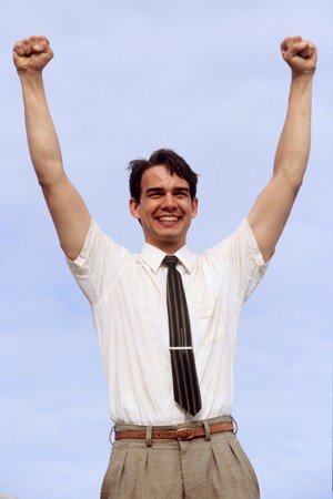 John Groberg (CHRISTOPHER GORHAM) shouts triumphantly in the film THE OTHER SIDE OF HEAVEN. (Photo by Ken George. Courtesy of 3Mark Entertainment.)