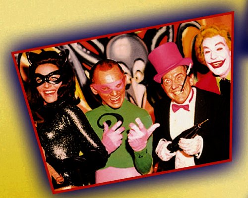 Cesar Romero, Frank Gorshin, Burgess Meredith and Lee Meriwether in Batman: The Movie (1966)