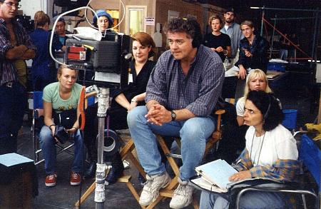 David Winning directing Breaker High in Vancouver, Canada. Ryan Gosling is pictured in background right.
