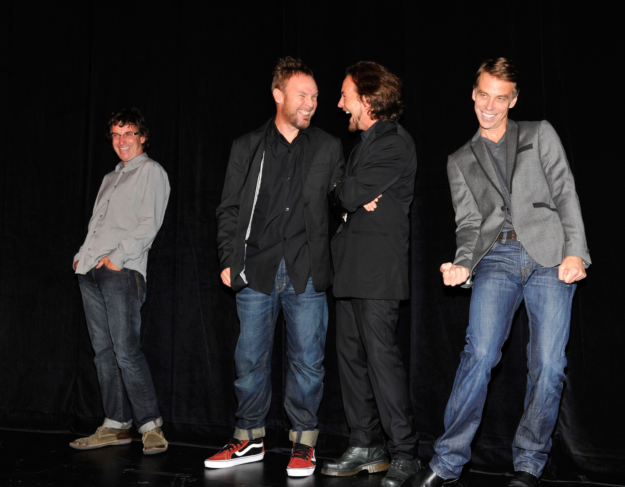 Jeff Ament, Matt Cameron, Stone Gossard, Eddie Vedder and Pearl Jam at event of Pearl Jam Twenty (2011)