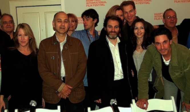 Casting Director & Producer Amy Devra Gossels (left) with Filmmaker Jay Anania and the cast she assembled for the Sloan Foundation Reading event at The Hamptons International Film Festival 2010 from left: Ned Eisenberg (