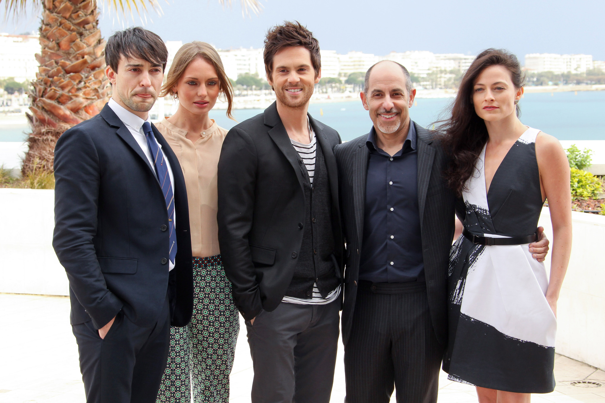 Blake Ritson, Laura Haddock, Tom Riley, writer David S. Goyer and Lara Pulver attends photocall for the TV serie 'Da Vinci's Demons' at MIP TV 2013 on April 8, 2013 in Cannes, France.