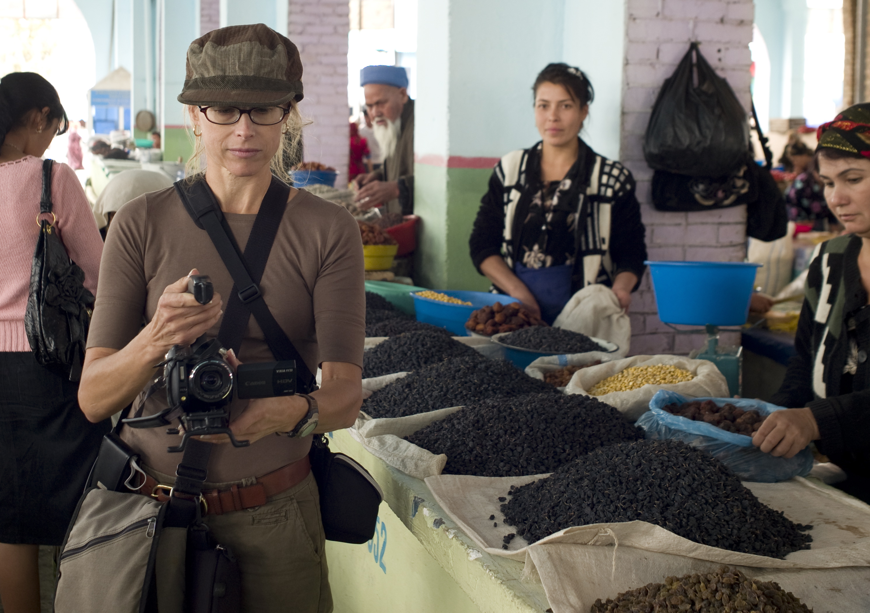 filming in Tashkent market