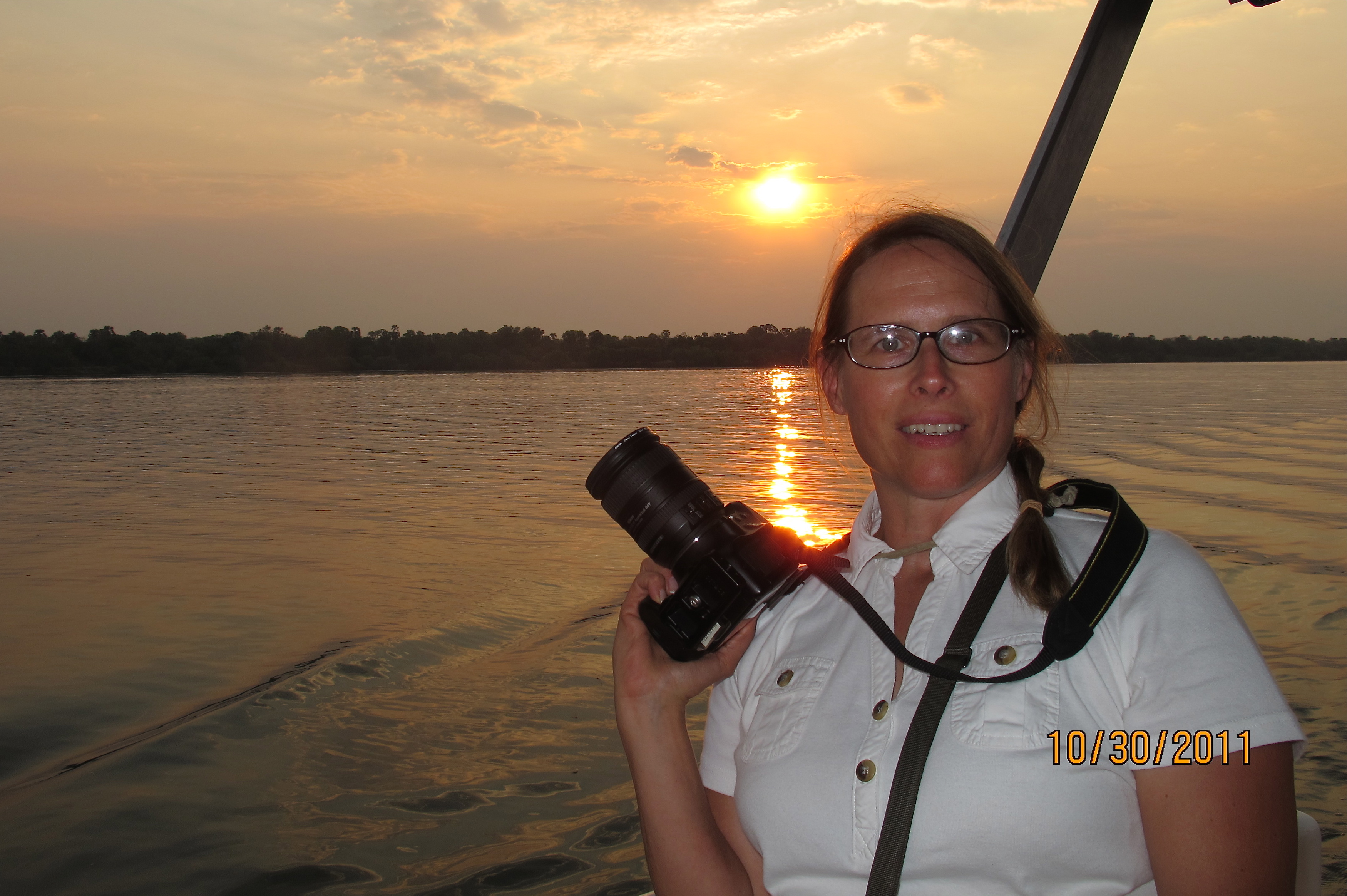 Zambezi River above Victoria Falls, sunset