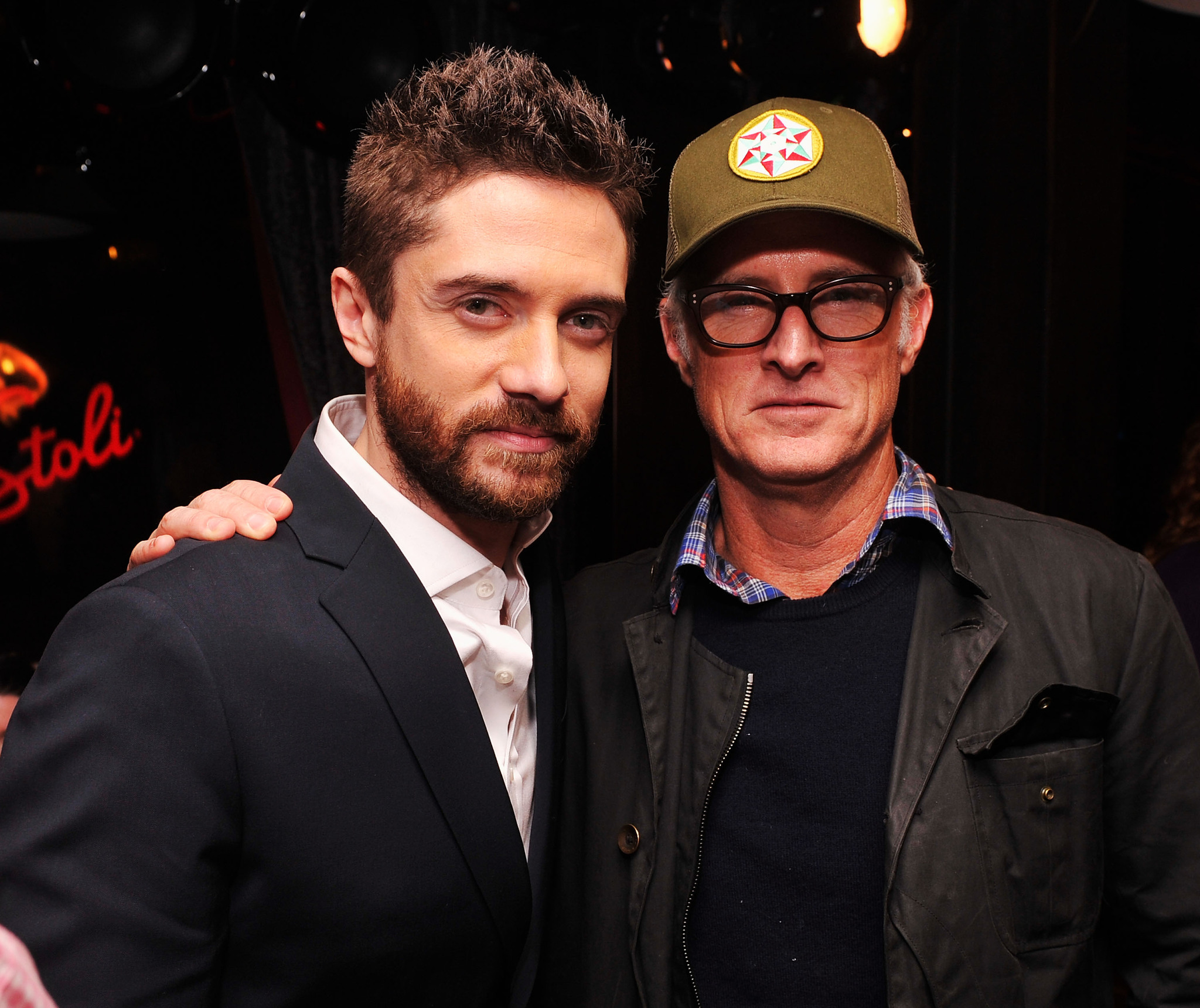 Topher Grace and John Slattery at event of The Giant Mechanical Man (2012)