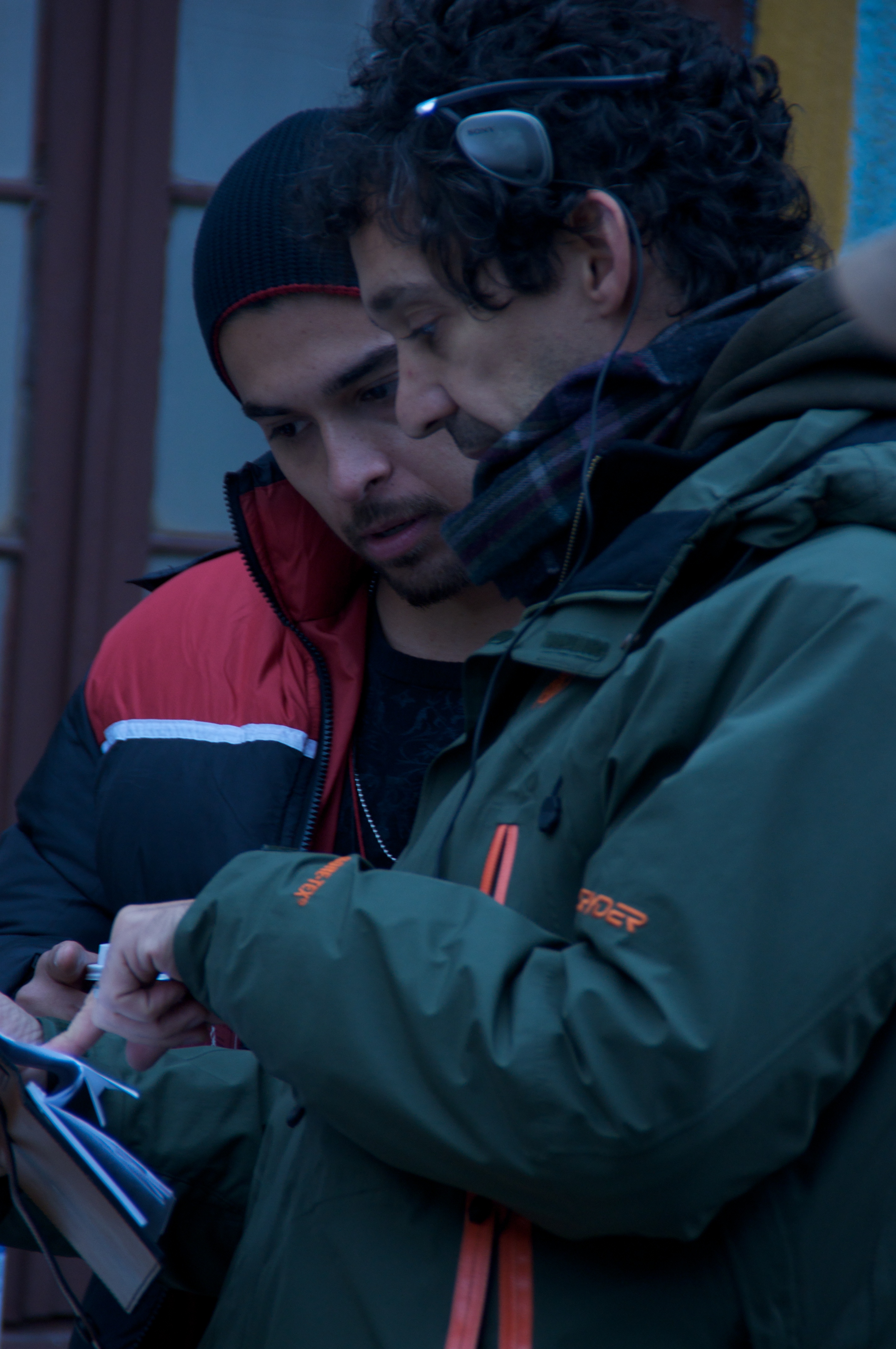Actor Wilmer Valderrama and director Angel Gracia on the set of From Prada to Nada
