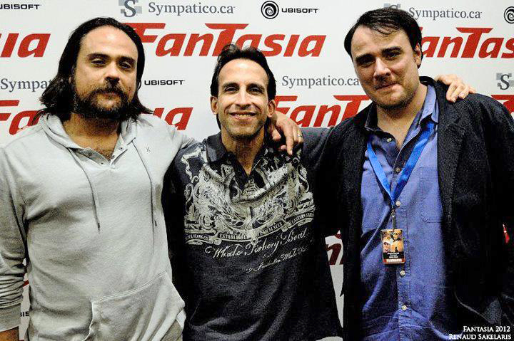 L-R: Co-director Justin Meeks, longtime editor of Fangoria magazine Tony Timpone, and co-director Duane Graves at the world premiere of BUTCHER BOYS, Fantasia International Film Festival, Montreal, Quebec, Canada, August 4, 2012